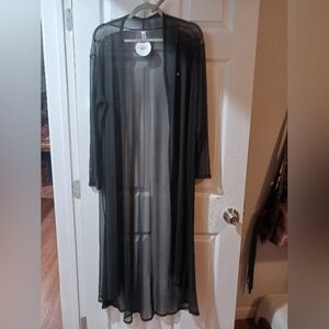 Zenana sheer black long cardigan or cover up